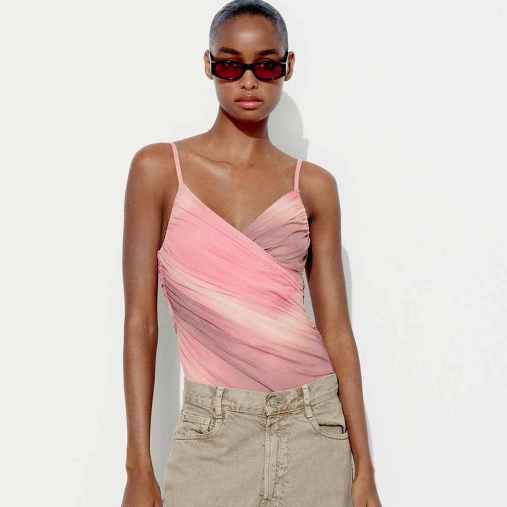 Zara Printed Tulle Body Suit NWT - Picture 2 of 4